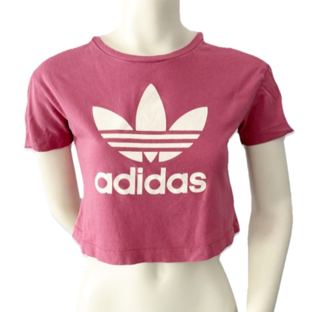 adidas Originals Rose Pink Cropped Trefoil Tee
